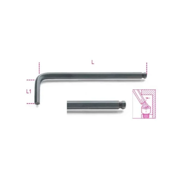 BETA Clé Mâle 6 Pans Coudée à Tête Sphérique, Brunie – 96BP acheter 1