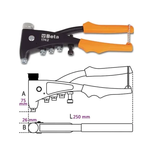 BETA Pince à Riveter Pour Embout Fileté – 1742 – 017420001 soldes officiel 1