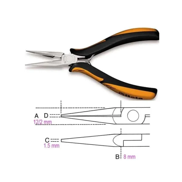 BETA Pince Précision Becs Demi-rond Long Strié 1177BM/Z – 011770113 Service Clients Dédié 1