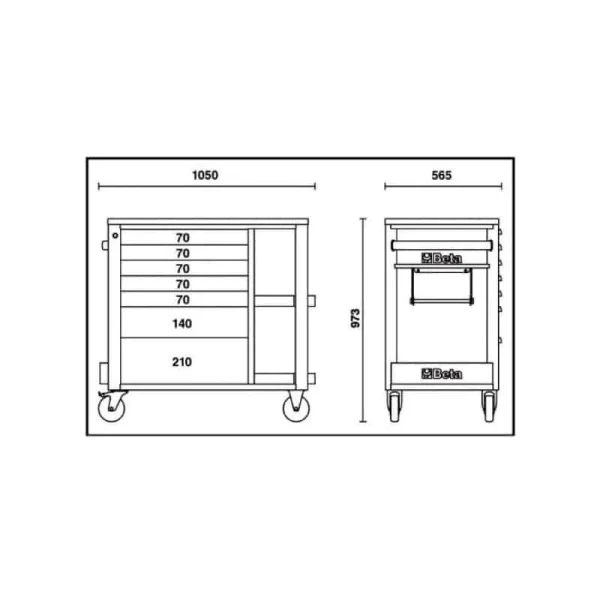 BETA Servante 7 Tiroirs Avec Armoire Latérale – C24SL-CAB Neuve avec étiquette 7