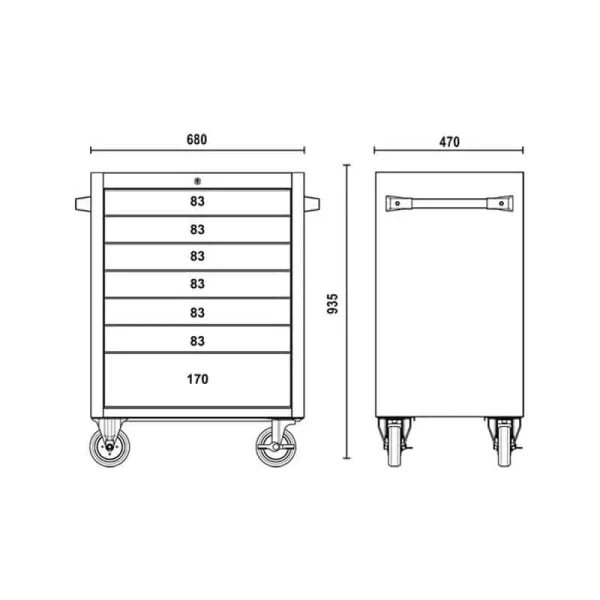 Officielle BETA Servante Mobile D’atelier 7 Tiroirs INOX – C04 INOX – 024003077 5