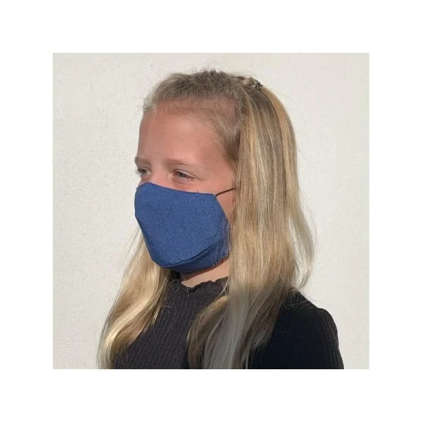 Réductions CREYCONFE Masque Barrière Lavable Microfibre 10-12 Ans – Bleu Jean 1
