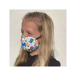 fashioniable CREYCONFE Masque Barrière Lavable Microfibre 6-9ans – Motif ABC 6
