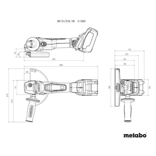 METABO Meuleuse 18V Solo – WB 18 LTX BL 180 Q – 613087840 grande surprise 3