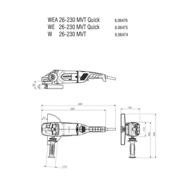 fashioniable METABO Meuleuse 230 Mm – WE 26-230 MVT Q – 606475260 3