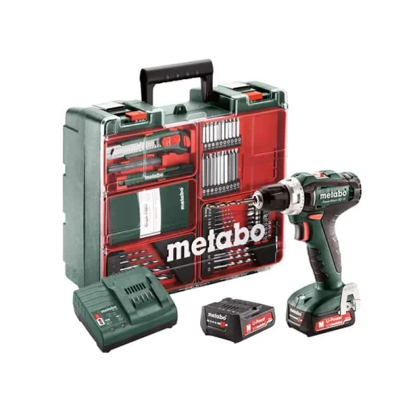 mode pas cher METABO Perceuse Visseuse 12V 2Ah + 64 Acc. PowerMaxx BS12 Set – 601036870 1
