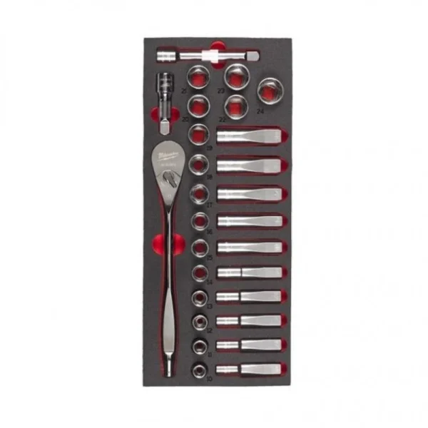 ultratendance MILWAUKEE Module Mousse Douille Et Cliquet 1/2″ 28 Pcs – 4932479826 1