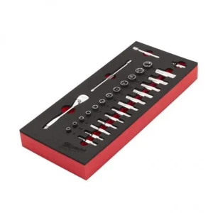 grande marque pas cher MILWAUKEE Module Mousse Douille Et Cliquet 1/4″ 28 Pcs – 4932479824 8