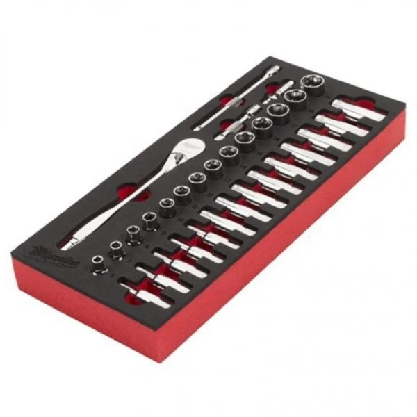 MILWAUKEE Module Mousse Douille Et Cliquet 3/8″ 32 Pcs – 4932479825 Service Clients Dédié 3