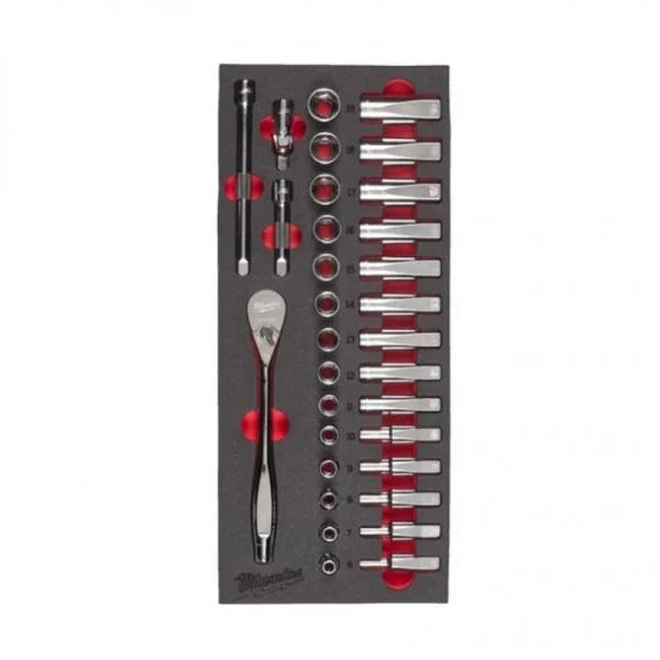 MILWAUKEE Module Mousse Douille Et Cliquet 3/8″ 32 Pcs – 4932479825 Service Clients Dédié 1